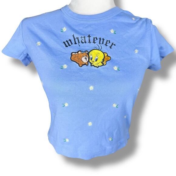 Looney Tunes Tops - Teddy Fresh x Looney Tunes Crop Top M Tweety Bird Y2K Baby Tee Blue